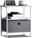 White Metal and Fabric 1-Drawer End Table with Shelves