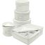 White Quilted 5-Piece Dinnerware Storage Set with Felt Protectors