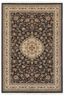 Ivory and Black Hand-Knotted Synthetic Rectangular Rug