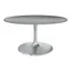 Contemporary Mid-Century 60" Round Gray Marble Dining Table