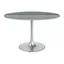 Star City 47" Round Marble Top Contemporary Dining Table in Gray & Silver