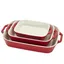 Cherry Red Ceramic 3-Piece Rectangular Baking Dish Set