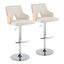 Stella Adjustable Cream Fabric and Chrome Swivel Barstool Set