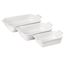 White Stoneware Set of 3 Rectangular Baking Dishes