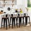 Set of 4 Black Metal and Wood Counter Stools