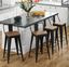 Set of 4 Black Metal and Wood Counter Stools