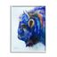 Vibrant Blue Bison Painting with White Frame, 24 x 30