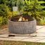 Gray Stone and Steel Wood-Burning Fire Pit with Mesh Screen