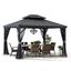 Black Aluminum and Steel 10x12 ft. Hardtop Gazebo with Solar Panel