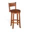 Rustic Oak Mahogany Wood Swivel Barstool with Cushioned Seat, 30"