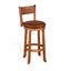 Rustic Oak Mahogany Wood Swivel Barstool with Cushioned Seat, 30"