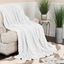 White Fleece Boho Knit Jacquard Throw XL Blanket