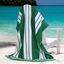 Superior Green and White Cotton Striped Oversized Beach Towel