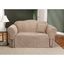 Taupe Stretch Suede Loveseat Slipcover with Side Ties