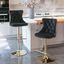 Black Velvet Adjustable Swivel Bar Stools with Gold Legs, Set of 2