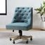 ErgoSwivel Blue Fabric Armless Task Chair with Metal Base