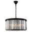 Matte Black Steel Drum Chandelier with Silver Shade Crystals