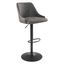 Charcoal Faux Leather Adjustable Swivel Stool with Metal Base