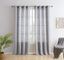 Charcoal Grey Extended Sheer Linen Grommet Drapes, 2 Panels