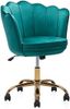 Green Velvet Seashell Swivel Office Chair with Gold Legs