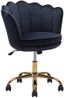 Modern Velvet Swivel Task Chair in Black with Gold Accents