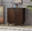 Killian Walnut Mid-Century Modern Bar Cabinet with Brass Accents