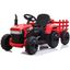 Red 12V Kids Ride-On Tractor with Trailer and LED Lights