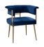 Navy Velvet Upholstered Dining Arm Chair with Brass Frame