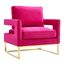 Avery Pink Velvet Accent Chair with Polished Gold Base