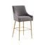 Beatrix Dark Gray Velvet Bar Stool with Gold Legs