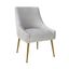 Elegant Light Grey Velvet Dining Chair with Gold Accents