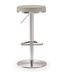 Light Grey Adjustable Leather Bar Stool with Stainless Steel