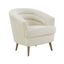 Handcrafted Cream Velvet Barrel Accent Chair with Wood Accents