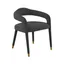 Lucia Black Velvet Upholstered Dining Arm Chair with Gold Tips