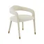 Lucia Cream Velvet Upholstered Dining Arm Chair with Gold Tips