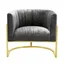 Grey Washed Velvet Accent Chair with Gold Metal Frame