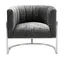 Magnolia Modern Slub Grey Velvet Accent Chair with Silver Metal Base