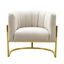 Handcrafted Magnolia Cream Velvet Barrel Chair with Metal Base