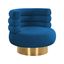 Navy Velvet Tufted Swivel Chair with Gold Base