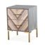 Gray Triangular Wood and Metal Side Table with Storage