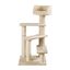 Beige Plush and Sisal 4-Level Cat Tree with Bed