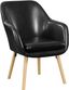 Charlotte Black Faux Leather and Velvet Wood Accent Chair