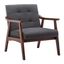 Espresso Elegance 28" Dark Gray Fabric Accent Chair