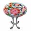 17.8" Multicolor Glass Birdbath with Metal Stand