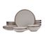 Miller White Ceramic 12-Piece Dinnerware Set with Rose Gold Banding