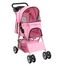 Pink Foldable Metal Pet Stroller with Mesh Windows