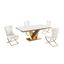 Titan White and Gold Faux Marble Dining Set with Velvet Chairs