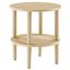 Torus Oak Round Two-Tier Side Table with Rattan Shelf