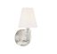 Brushed Nickel Crystal Accent Dimmable Wall Sconce with White Fabric Shade