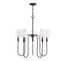 Aged Iron 5-Light Chandelier with White Fabric Shades